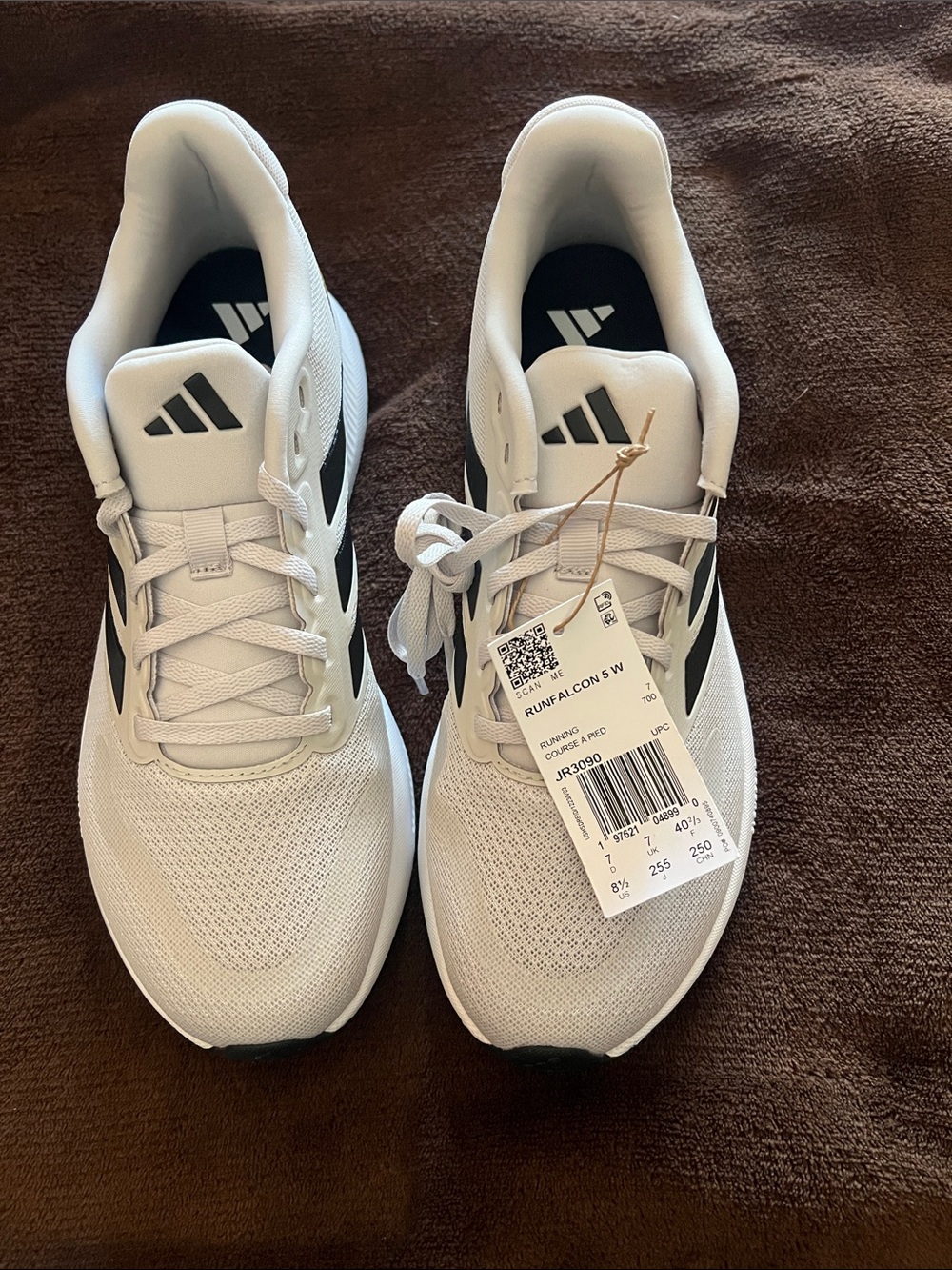 adidas Women's Runfalcon Athletic Shoes — White with Black accents